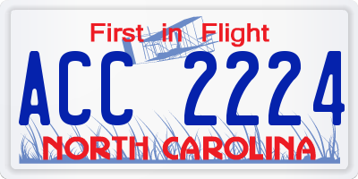 NC license plate ACC2224