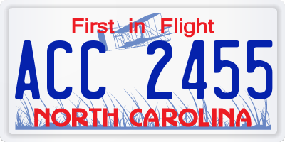 NC license plate ACC2455