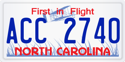 NC license plate ACC2740