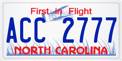 NC license plate ACC2777