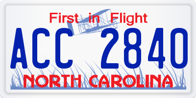 NC license plate ACC2840
