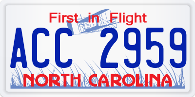 NC license plate ACC2959