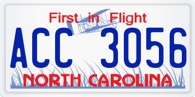 NC license plate ACC3056