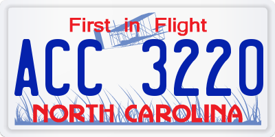 NC license plate ACC3220