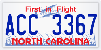 NC license plate ACC3367