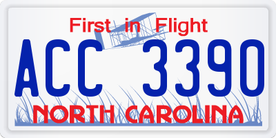 NC license plate ACC3390