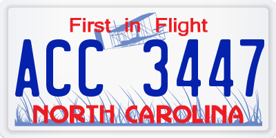 NC license plate ACC3447