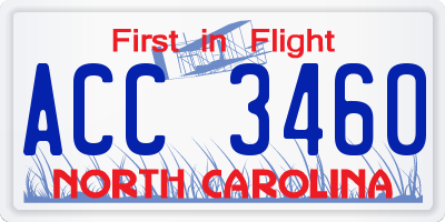 NC license plate ACC3460