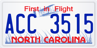 NC license plate ACC3515