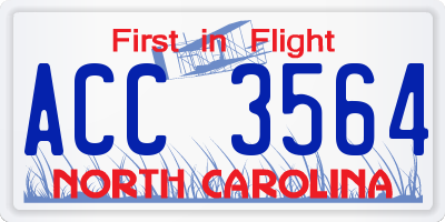 NC license plate ACC3564