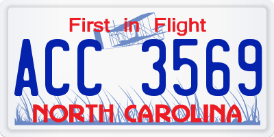 NC license plate ACC3569