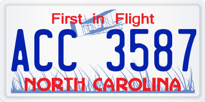 NC license plate ACC3587