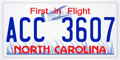 NC license plate ACC3607