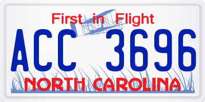 NC license plate ACC3696