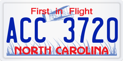 NC license plate ACC3720