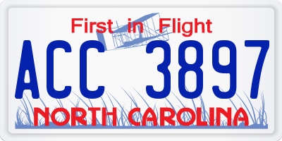 NC license plate ACC3897