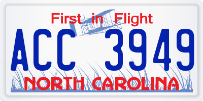 NC license plate ACC3949