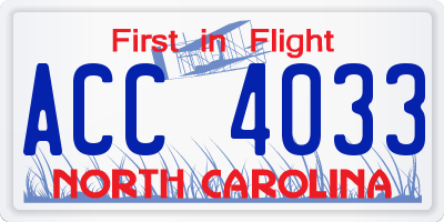 NC license plate ACC4033