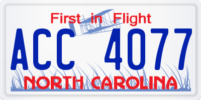 NC license plate ACC4077