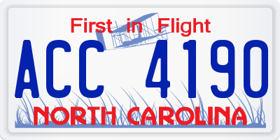 NC license plate ACC4190