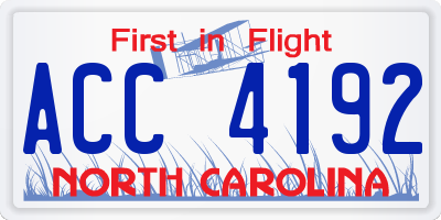 NC license plate ACC4192
