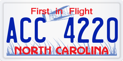 NC license plate ACC4220