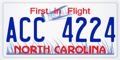 NC license plate ACC4224