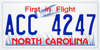 NC license plate ACC4247