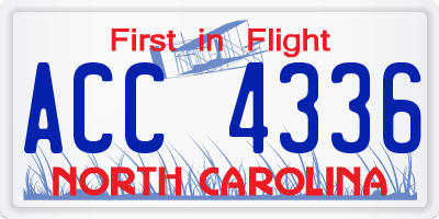 NC license plate ACC4336