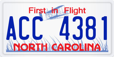NC license plate ACC4381