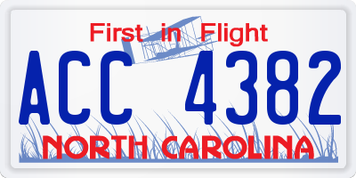NC license plate ACC4382