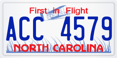NC license plate ACC4579