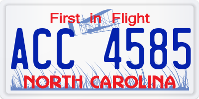 NC license plate ACC4585