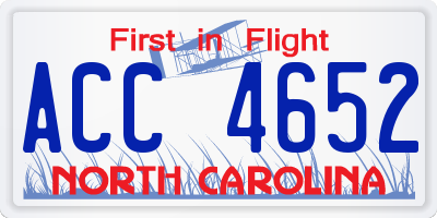 NC license plate ACC4652