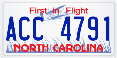 NC license plate ACC4791