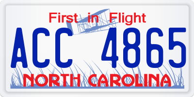 NC license plate ACC4865