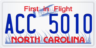 NC license plate ACC5010
