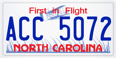 NC license plate ACC5072