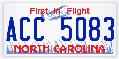 NC license plate ACC5083