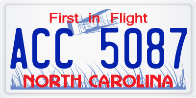 NC license plate ACC5087