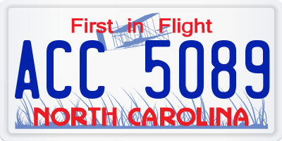 NC license plate ACC5089