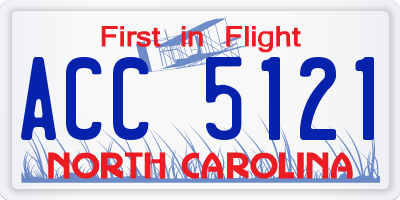 NC license plate ACC5121