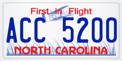 NC license plate ACC5200