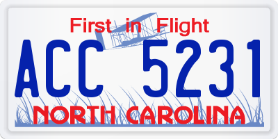 NC license plate ACC5231