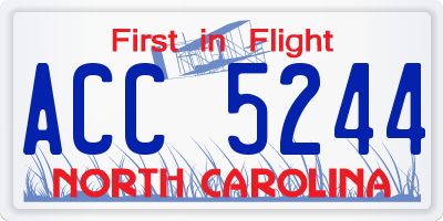 NC license plate ACC5244