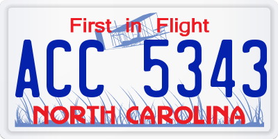 NC license plate ACC5343