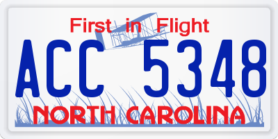 NC license plate ACC5348