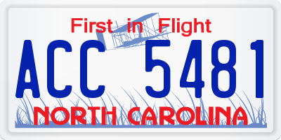 NC license plate ACC5481
