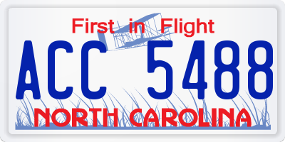 NC license plate ACC5488