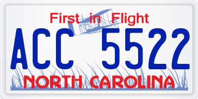 NC license plate ACC5522